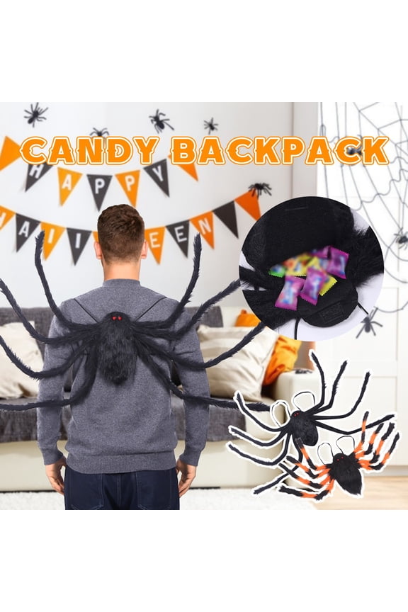 Halloween Adult Spider Backpack, Black Colorful Spider Clothes Funny Candy Bag, 8 Spider Legs Horror Plush Spider Halloween Decoration (Multicolor) Clearance