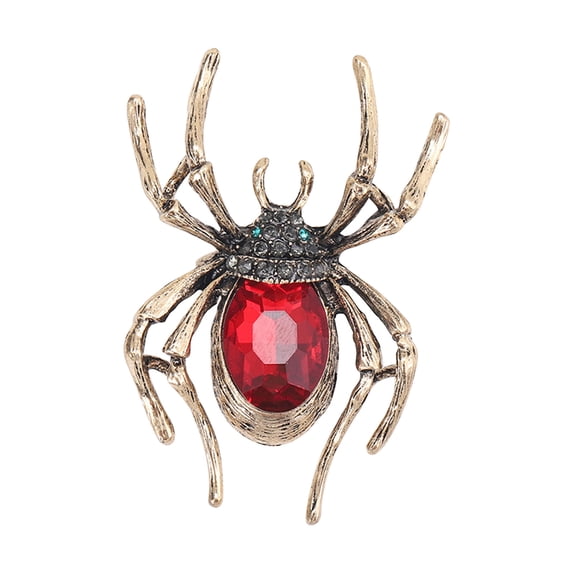 Fnochy Halloween Decorations Crystal Rhinestone, Spider Fashion Pin Brooch Creative Women Jewelry Accessory for Women - Red