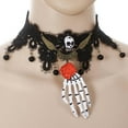 thumbnail image 1 of Fnochy Halloween Decorations Gothic Flower Choker Necklace Black Lace, Rose Choker Demon Hand Pendant Vampire Necklaces Punk, Halloween Clothing Party Neck Jewelry for Women Clearance, 1 of 3