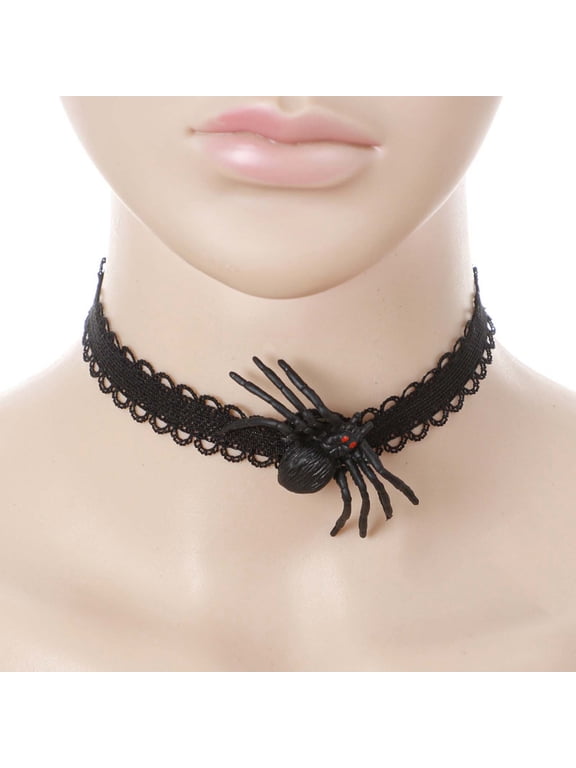Halloween Decorations Gothic Flower Choker Necklace Black Lace, Rose Choker Demon Hand Pendant Vampire Necklaces Punk, Halloween Clothing Party Neck Jewelry for Women Clearance