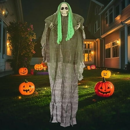 Fnochy Halloween Decorations Hanging Skeleton Ghosts Outdoor Spooky Yard Decor for Halloween Party, Haunted House, Garden, Patio - Easy to Install, Weather-Resistant, Large Grim Ghost Skull