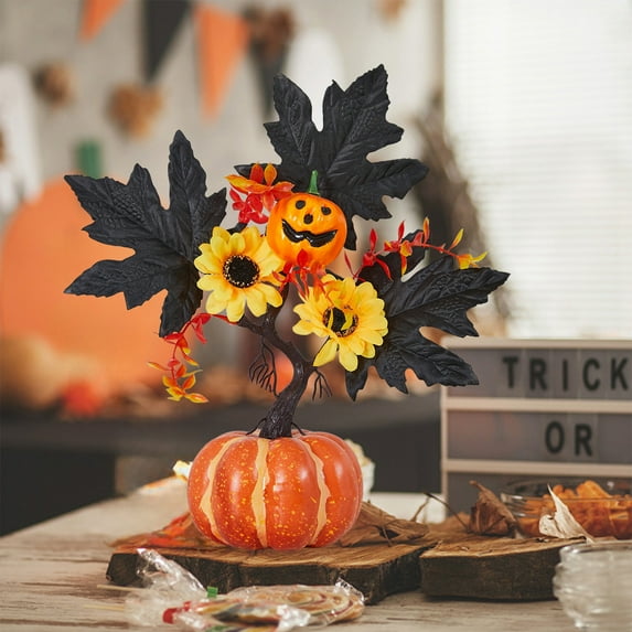 Fnochy Halloween Decorations Pumpkin Tree Centerpiece - 13.78" Autumn Thanksgiving Table Decor for Home, Living Room, Dining, Porch - Plastic Multicolor Fall Harvest Decor