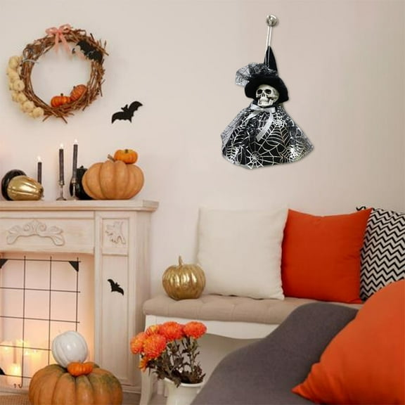 Fnochy Halloween Decorations Skeleton Witch Pendant - Creepy Hanging Ornament, Spooky Witchcraft Decor, Dynamic Swinging Skull for Halloween Party