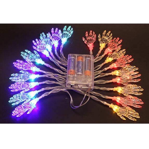 Fnochy Halloween Decorations String Lights, 197 inch 20 LEDs Skeleton Hand String Lights Battery Operated, Halloween Lights Indoor & Outdoor for Play Party Halloween Decor Home