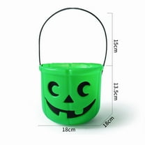 Fnochy Halloween Pumpkin Bucket for Kids - Small Plastic Candy Pail with Handle, Halloween Decor for Trick or Treat, Party Favors & Festive Decorations