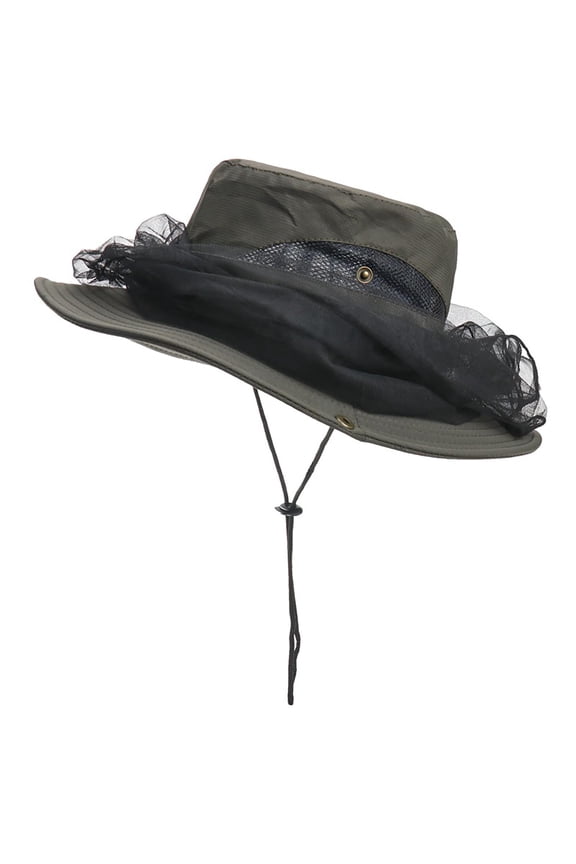 Head Net Hat - Safari Hat Sun Hat Bucket Hat Fishing Hat with Netting Net Mesh for Men/Women - Green