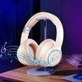 thumbnail image 1 of Fnochy Headphones for School, Wireless Over Ear Bluetooth Headphones, Bluetooth 5.3, Hi-Res Audio Custom Luminous, for Home Office Travel - Beige, 1 of 9
