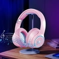 thumbnail image 1 of Fnochy Headphones for School, Wireless Over Ear Bluetooth Headphones, Bluetooth 5.3, Hi-Res Audio Custom Luminous, for Home Office Travel - Pink, 1 of 9