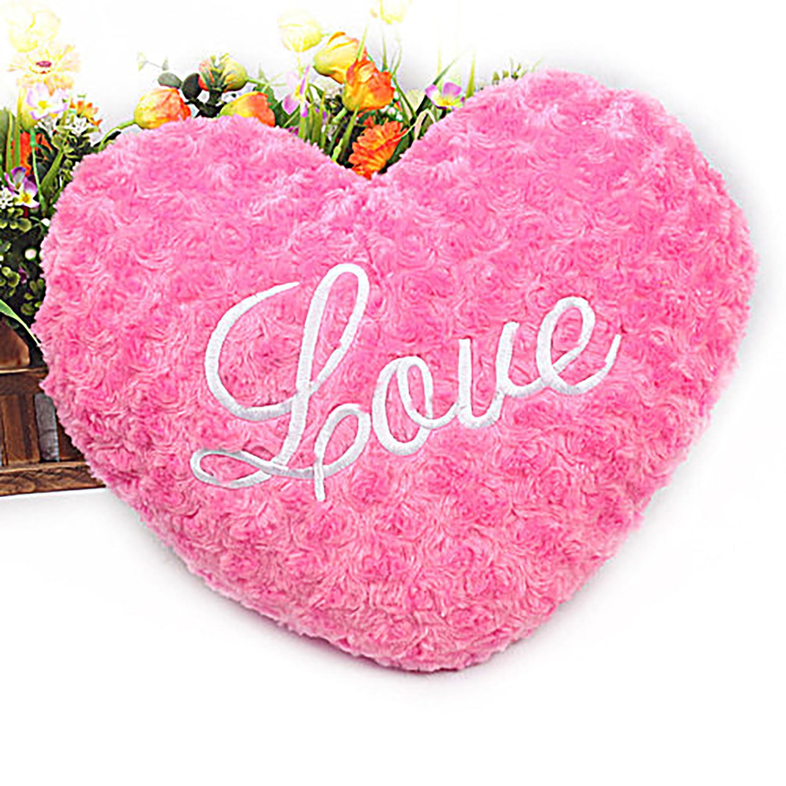 Valentine pink heart pillow deals