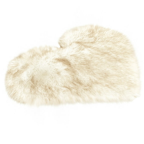 Fnochy Heart Shaped Soft Faux Sheepskin Fur Area Rugs for Home Sofa Floor Mat Plush, 1.3ft x 1.6ft