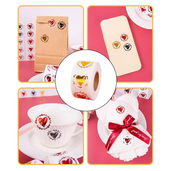 Fnochy Heart Stickers Roll, 1 Inch Love Labels, Waterproof Removable Stickers for Crafts, Gift Tags, Wedding, 500 PCS - Perfect for Valentine's Day, Parties & More!