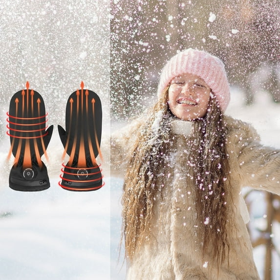Fnochy Heated Gloves for Cycling, Battery Powered Heating, Waterproof Touchscreen, Temperature Regulating, Padded Winter Gear for Outdoor Activities