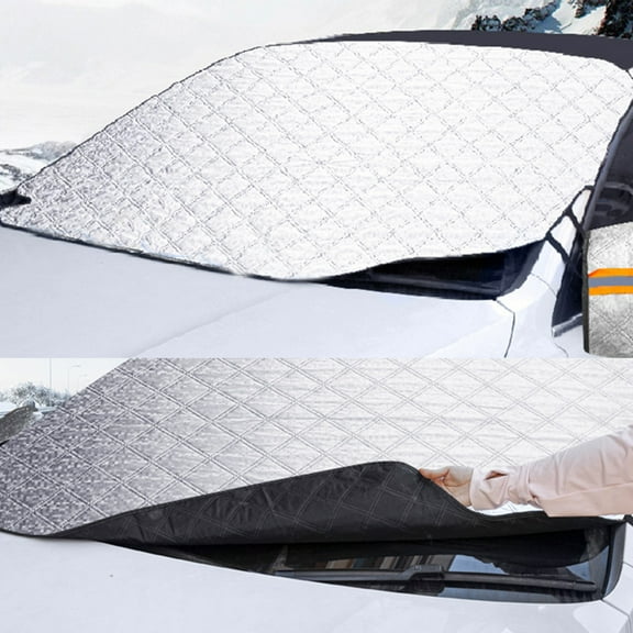 Fnochy Heavy Duty Car Windshield Snow Cover with Side Mirrors Protector, Thicken Frost Ice Shield for All Seasons, Windproof Anti-Theft Design, Fits Most Cars SUVs Trucks