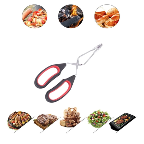 Fnochy Heavy-Duty Plastic Food Tongs for Baking Grilling BBQ - Non-Slip Heat-Resistant Kitchen Utensils with Locking Clip, Easy Storage & Cleaning for Cooking Serving Buffet Parties