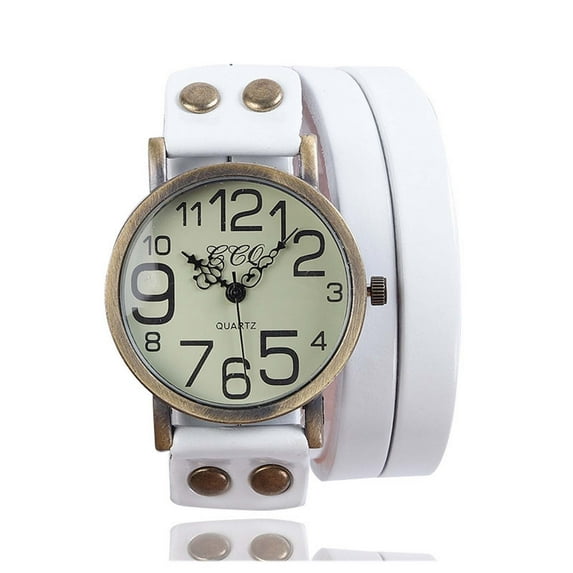 Fnochy Home Decoer Clearance Luxury Vintage Cow Leather Bracelet Watch Men Women Wristwatch Ladies Dress Quartz Watch