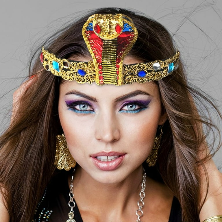 Fnochy Home Decor Women's Egyptian Headpiece Crown Snake Beaded Headband  Women's Egyptian Costume Accessory 