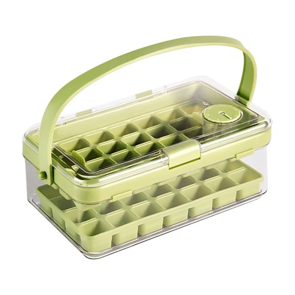 Fnochy Ice Box, Double-Layer Ice Storage, Large Capacity Ice Maker, Press Down Ice Box, Food Grade Safe - Effortless Ice Creation with Timer & Drainage Hole for Freshness