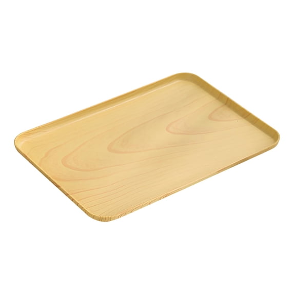 Fnochy Imitation Wood Grain Tray, Multi-Functional Plastic Dinner Tray, Raised Edge Design for Tea, Snacks, Appetizers, Easy to Clean, Durable & Stylish