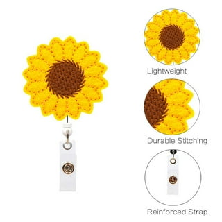 6 Pcs Rhinestone Retractable Nurse ID Badge Reel Holder with Clip Cute Bling Butterfly Bee Sunflower Animals Flower Name Card Badge Reel for Volunteer
