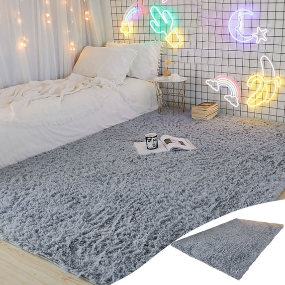 Fnochy Large Shag Area Rugs, Tie-Dyed Plush Fuzzy Rugs for Living Room, Ultra Soft Fluffy Furry Rugs for Bedroom, Anti-Skid Indoor Carpet Nursery Rugs for Kids Room Home Decor, Gray