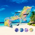 thumbnail image 1 of Fnochy Lounge Chair Towel Cover, Tie Dye Style Chaise Lounge Cover, Beach Chair Covers with 2 Pockets for Pool Sunbathing Beach Garden Courtyard Outdoor Trips, 82 x28 in, Yellow, 1 of 8