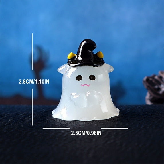 Fnochy Luminous Halloween Mini Resin Ghost, Miniature Garden Ornaments, Glow in The Dark Ghost Figures Halloween Garden Decor, for Halloween Party Outdoor Home Accessories