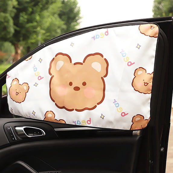 Fnochy Magnetic Car Sunshade UV Protection Heat Insulation, Foldable Sunscreen Curtain for Front Side Windows Baby Camping with 7 Adjustable Magnets