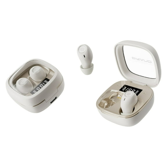 Fnochy Mini True Wireless Earbuds | Compact Lightweight in-Ear Headphones w/Case | World's Smallest Wireless Ear Buds w/Built-in Mic | Wireless Headphones, Bluetooth Headphones w/ 6-HR Play (White)