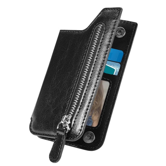 Fnochy Multifunctional Adhesive Phone Wallet Card, Leather Mobile Phone Card Case, Credit Card Holder, Zipper Design, Portable Stand, Magnetic Patch, Universal Fit, Perfect Gift for All Occasions