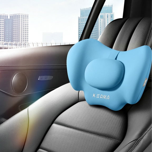 Fnochy Neck Support Pillow for Car, Neck Memory Foam for Small to Medium Vehicles, Soft Memory Foam Car Seat Cushion for Neck Pain Relief, Breathable Car Headrest / Neck Support (Blue)