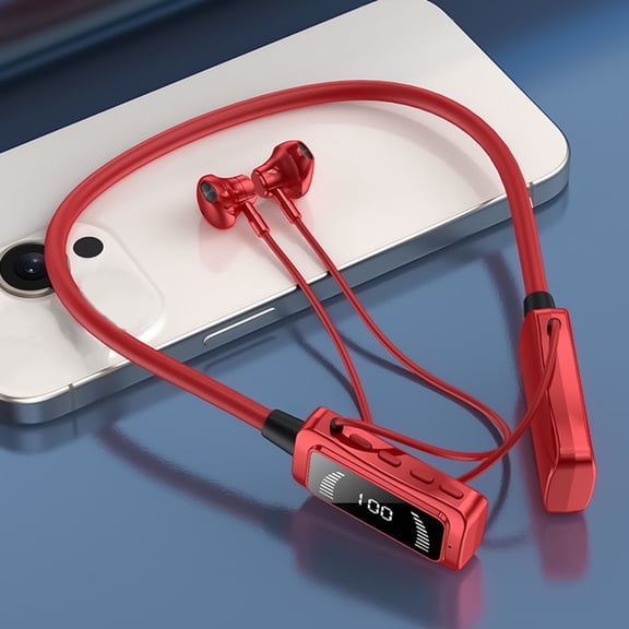 Fnochy Neckband Bluetooth 5.3 Headphones Wireless Earbuds 80H Playtime Earphones with Noise Cancelling, Immersive Bass, TF Card Slot & Comfortable in-Ear Earbuds for Sports, Workout, Travel