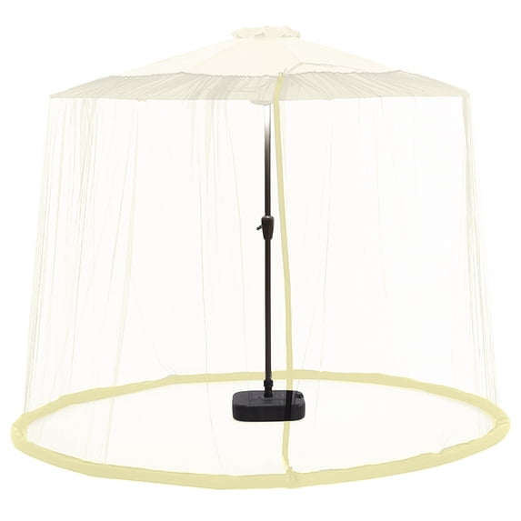 Fnochy Patio Umbrella Mosquito Netting Universal Adjustable Coverage Double Zipper Door Windproof Design Polyester Mesh Screen for Outdoor Market Cantilever Umbrellas BBQ Parties