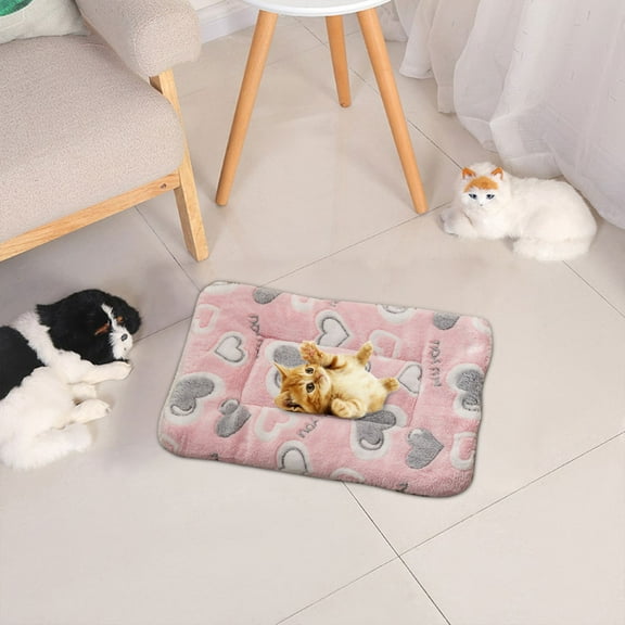 Fnochy Pets Dog Bed Crate Pad, Ultra Soft Pet Bed with Cute Bone&Love- Large Print Washable Crate Mat, for Large Dogs Fleece Dog Crate Kennel Mat Cat Bed Liner 16x24-Inch