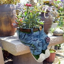 Fnochy Plant Pots,Denim Pants Resin Flower Pot,Garden Flower Planters,Denim Jeans Shape Figurines Planter,DIY Flower Pots for Home Lawn Yard Outside Decor(Kneeling)
