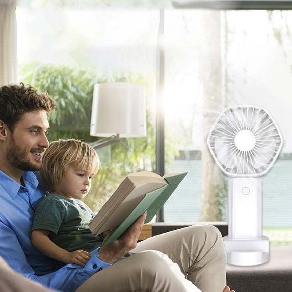Fnochy Portable Small USB Fan Rechargeable Mini Foldable 3-Speed Quiet Desk Fan for Home Office Travel Dormitory Powerful Cooling
