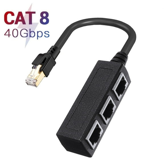 Fnochy RJ45 Ethernet Splitter 1 to 3 Port, High Speed Internet Cable Connector for Modem Router PC Laptop, Gold Plated Stable Transmission, Compatible with Cat5 Cat5e Cat6