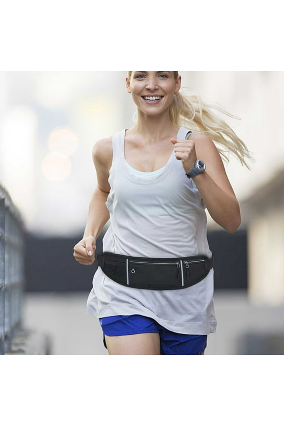 Running Belt Waist Pack for Men Women - Waterproof Sports Belt with Zipper, Adjustable Waistband, Reflective Strip, Perfect for Running, Hiking, Cycling