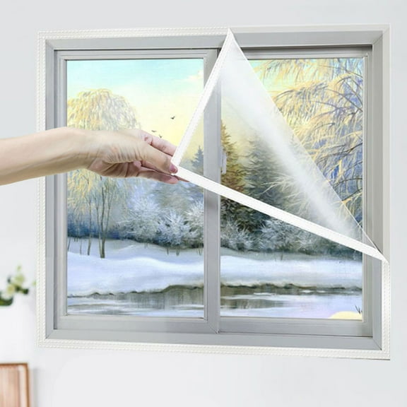 Fnochy Self Adhesive Window Insulation Film, Windproof Warm Film, Easy Install Thermal Protection, High Transparency, Reusable Plastic Kit, Home Comfort Solution