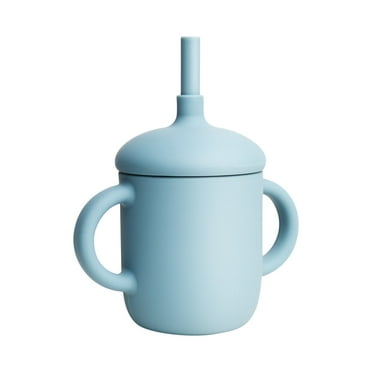 Fnochy Silicone Baby Training Cup, Shatterproof Toddler Sippy Cups with Straw, Open Cup for Infants Toddlers and Kid, 4 Oz