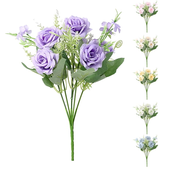 Fnochy Silk Rose Heads Artificial Flowers Heads with Stems for Home Wedding Decor, Bedroom, Home Kitchen Decoration