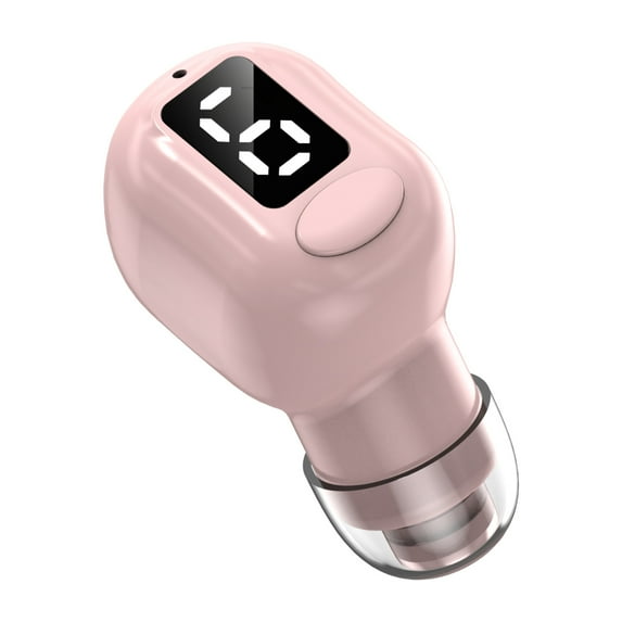Fnochy Single Bluetooth Wireless Earbud, Mini Invisible in-Ear Wireless Bluetooth Headphone 25 Hours Super Long Battery Life Suitable for Sports Work and Sleep - Pink