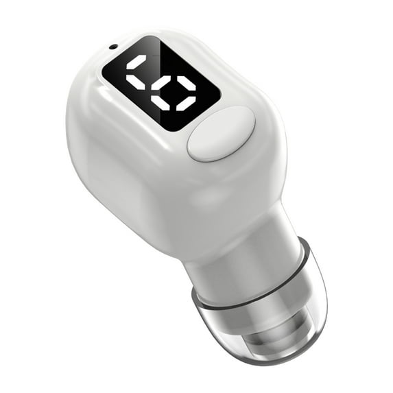 Fnochy Single Bluetooth Wireless Earbud, Mini Invisible in-Ear Wireless Bluetooth Headphone 25 Hours Super Long Battery Life Suitable for Sports Work and Sleep - White