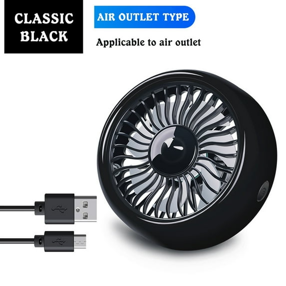 Fnochy Small Fan for Car, Truck - 3-Speed Powerful Cooling USB Desk Fan with 360° Adjustable Atmosphere Lighting, Low Noise Brushless Motor & Stable Clip Design