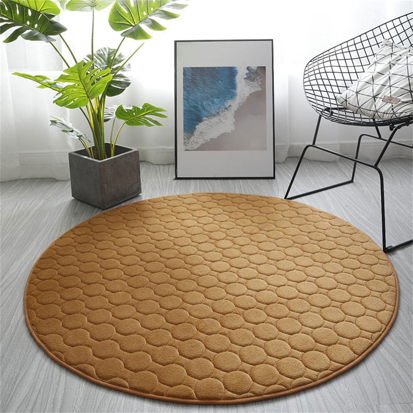 Fnochy Soft Solid Round Area Rug for Bedroom Modern Fluffy Circle Rug