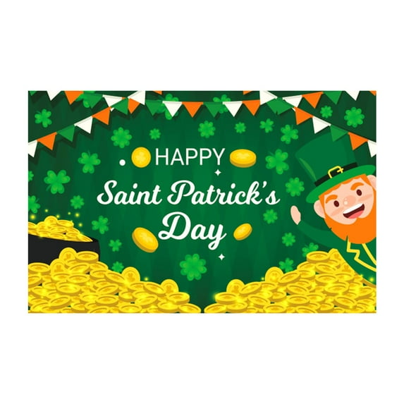 Fnochy St. Patrick's Day Flags, Double Printed Banner, Shamrocks, Gold Coins, Luck - Perfect Irish Holiday Decorations for Home, Garden, Party, and Events - Durable Polyester Fabric, Vibrant Design!