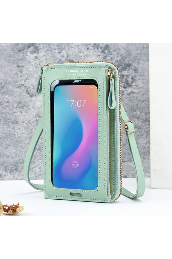 Touchscreen Crossbody Bag for Women,Mini Phone Purse with USB Charging Port,Clear Front Pocket,Card Slots,Zipper Coin Pocket,Lightweight & Durable Design for Travel,Shopping,Outdoor Activities