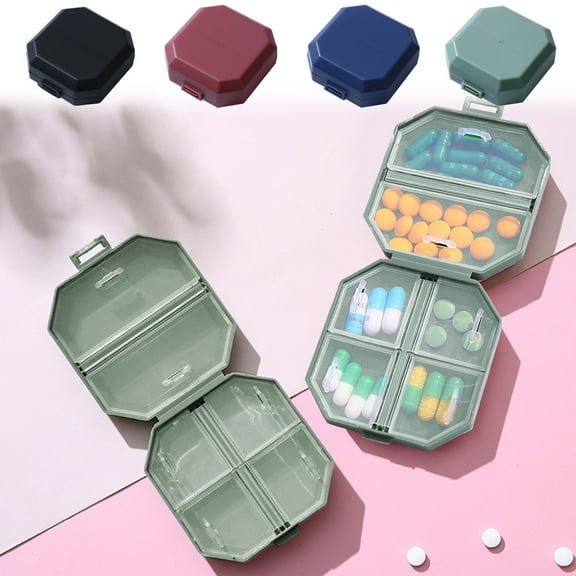 Fnochy Travel Pill Organizer - Pill Box - Stylish Compact Daily Pill Organizer, Medication Pill Case, Pill Container for Vitamin Management, Travel Essentials for Women/Men, 6 Space