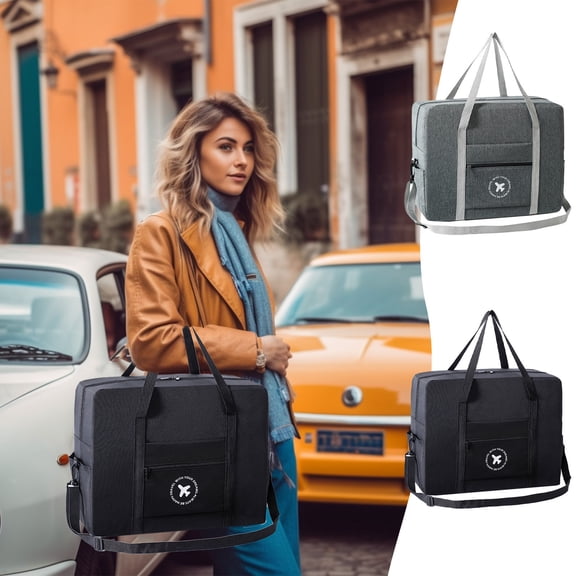 Fnochy Travel Tote Bag, For Personal Item Bag 18x14x8 Foldable Travel Duffel Bag, Tote Carry on Luggage Duffle Overnight for Women and Men, Lightweight Weekender Overnight Carry on Luggage Bag