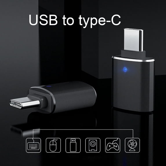 Fnochy USB C to USB Adapter 3.0, USB A Female to C Male Converter with LED Light, High Speed Data Transfer 5Gbps, OTG Compatible for Laptop Tablet Smartphone Flash Drive