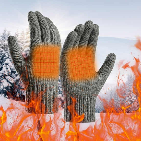 Fnochy USB Heated Gloves with Touchscreen, 5V Power, 3-Finger Touch, Winter Warmth, Connect to Power Bank or PC, Ideal for Outdoor Cold Protection, Comfortable Wool Knit
